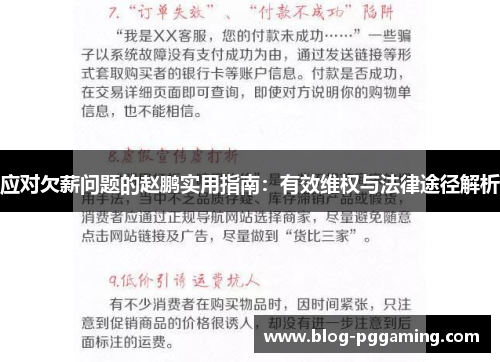应对欠薪问题的赵鹏实用指南:有效维权与法律途径解析 应对欠薪问题的赵鹏实用指南:有效维权与法律途径解析
